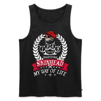 Oi Skinhead, Skinhead Girl, Punk - Männer Premium Bio Tank Top - Schwarz - Vorne - AI Model Male 178 light (178cm)