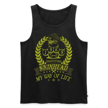 Oi Skinhead, Skinhead Girl, Punk - Männer Premium Bio Tank Top - Schwarz - Vorne - AI Model Male 178 light (178cm)