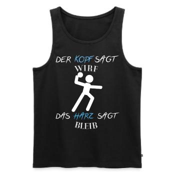 Handball Harz Wirf Spruch - Männer Premium Bio Tank Top - Schwarz - Vorne - Michal (187cm)