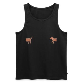 Petit Viennois - Drôle de chien long - Débardeur bio Premium Homme - noir - Devant - Michal (187cm)