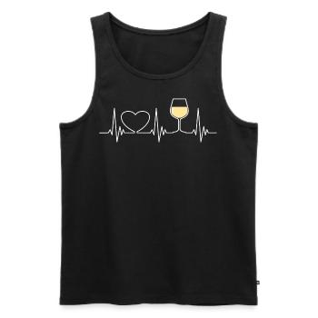 Weinglas Heartbeat Weißwein Herzschlag Weißweinfan - Männer Premium Bio Tank Top - Schwarz - Vorne - Michal (187cm)