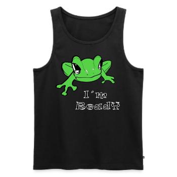 Green Frog prêt à partir - Débardeur bio Premium Homme - noir - Devant - AI Model Male 178 light (178cm)