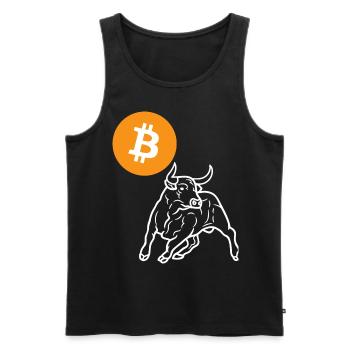 Taureau Bitcoin - Débardeur bio Premium Homme - noir - Devant - AI Model Male 178 light (178cm)