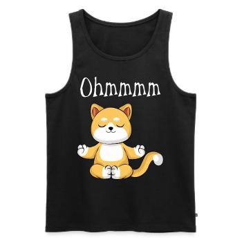 Funny Yoga Cat Ohmmmm - Men's Premium Organic Tank Top - black - Front - AI Model Male 178 light (178cm)