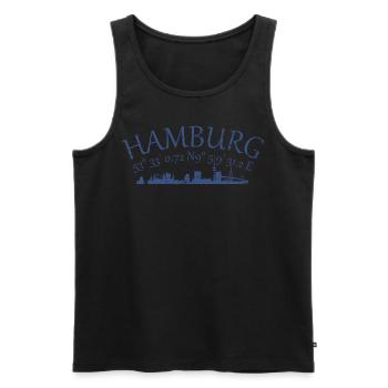 Hamburg GPS Koordinaten Skyline - Männer Premium Bio Tank Top - Schwarz - Vorne - Michal (187cm)
