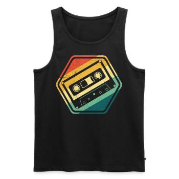 80s 90s Cassette Mixtape Retro Funny - Débardeur bio Premium Homme - noir - Devant - Michal (187cm)