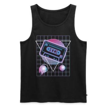 Mixtape Retro Party Vaporwave des années 80 - Débardeur bio Premium Homme - noir - Devant - Michal (187cm)