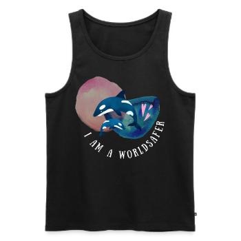 I am a Worldsafer - Männer Premium Bio Tank Top - Schwarz - Vorne - Michal (187cm)