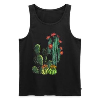 CACTUS LOVE - Desert flowers - Spiny cacti - Men's Premium Organic Tank Top - black - Front - AI Model Male 178 light (178cm)