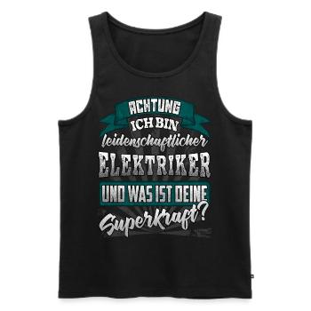 Elektriker und was ist deine Superkraft - Männer Premium Bio Tank Top - Schwarz - Vorne - Michal (187cm)
