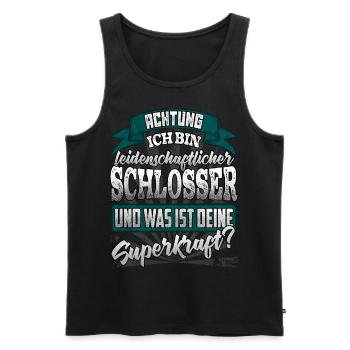 Schlosser und was ist deine Superkraft - Männer Premium Bio Tank Top - Schwarz - Vorne - Michal (187cm)