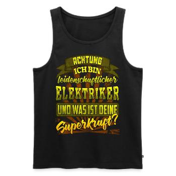 Elektriker und was ist deine Superkraft - Männer Premium Bio Tank Top - Schwarz - Vorne - Michal (187cm)