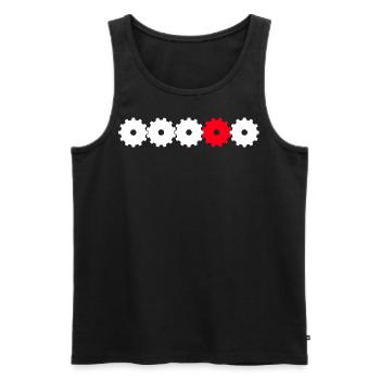 Gears in white and red - Men's Premium Organic Tank Top - black - Front - AI Model Male 178 light (178cm)