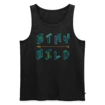 Stay wild in 3D, ein cooles Statement - Männer Premium Bio Tank Top - Schwarz - Vorne - AI Model Male 178 light (178cm)