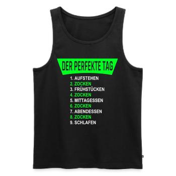 DER PERFEKTE TAG - Gamer die zocken 24 / 7 - Männer Premium Bio Tank Top - Schwarz - Vorne - Michal (187cm)