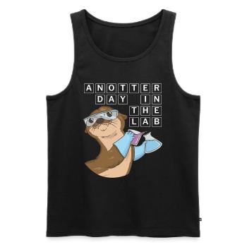 Chimiste Otter Spruch -Juste une journée de laboratoire - Débardeur bio Premium Homme - noir - Devant - AI Model Male 178 light (178cm)