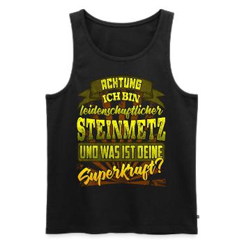 Steinmetz und was ist deine Superkraft - Männer Premium Bio Tank Top - Schwarz - Vorne - AI Model Male 178 light (178cm)
