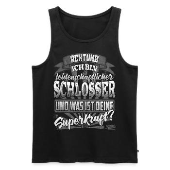 Schlosser und was ist deine Superkraft - Männer Premium Bio Tank Top - Schwarz - Vorne - Michal (187cm)