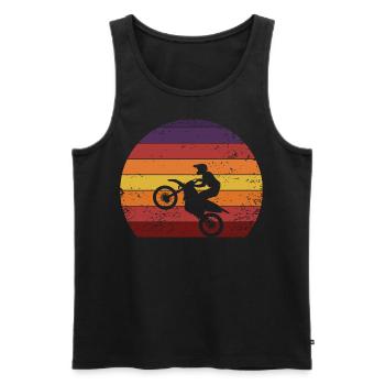 Moto motard motard vintage - Débardeur bio Premium Homme - noir - Devant - Michal (187cm)
