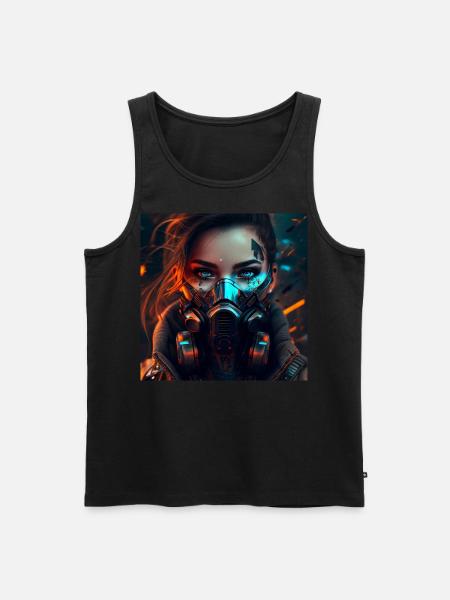 Sci-Fi Frau mit Maske - Männer Premium Bio Tank Top - Schwarz