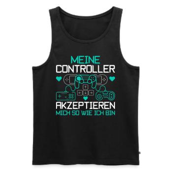 Meine Controller akzeptieren mich Gamer Spruch - Männer Premium Bio Tank Top - Schwarz - Vorne - AI Model Male 178 light (178cm)