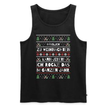 Hässlich zu Weihnachten kann jeder lustiger Spruch - Männer Premium Bio Tank Top - Schwarz - Vorne - Michal (187cm)