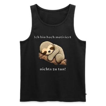 Idée cadeau de paresseux mignon - Débardeur bio Premium Homme - noir - Devant - Michal (187cm)