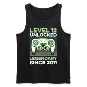 Niveau 12 Ans Anniversaire Année 2011 Gamer Boy - Débardeur bio Premium Homme - noir - Devant - AI Model Male 178 light (178cm)
