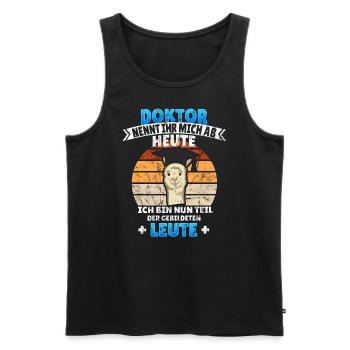 Doktortitel lama promotionshut Spruch Geschenkidee - Männer Premium Bio Tank Top - Schwarz - Vorne - Michal (187cm)