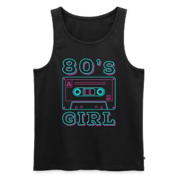80s Fille Retro Carnaval 80s Thème Fête Cadeau - Débardeur bio Premium Homme - noir - Devant - AI Model Male 178 light (178cm)