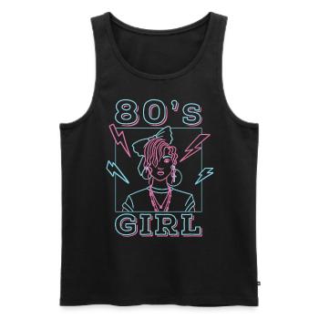 80s Fille Retro Carnaval 80s Thème Fête Cadeau - Débardeur bio Premium Homme - noir - Devant - AI Model Male 178 light (178cm)