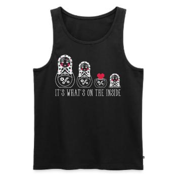 Poupée russe Matryoshka Saying Heart - Débardeur bio Premium Homme - noir - Devant - AI Model Male 178 light (178cm)