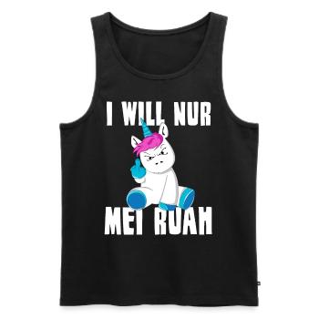 I WILL NUR MEI RUAH Einhorn Spruch Dialekt - Männer Premium Bio Tank Top - Schwarz - Vorne - Michal (187cm)