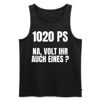 1020 PS Elektroauto Spruch / VOLT ihr auch eines? - Männer Premium Bio Tank Top - Schwarz - Vorne - Michal (187cm)