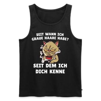 Kaffee Katzen Spruch / Graue Haare - Männer Premium Bio Tank Top - Schwarz - Vorne - Michal (187cm)