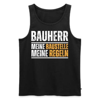 Bauherr. Meine Baustelle. Meine Regeln. Bau-Spruch - Männer Premium Bio Tank Top - Schwarz - Vorne - Michal (187cm)