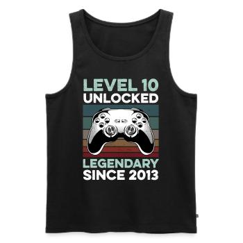 Niveau 10 ans Année d’anniversaire 2013 Gamer Boy - Débardeur bio Premium Homme - noir - Devant - AI Model Male 178 light (178cm)