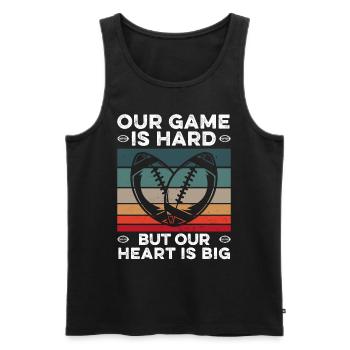 Football américain Notre jeu est difficile Citation Coeur - Débardeur bio Premium Homme - noir - Devant - AI Model Male 178 light (178cm)