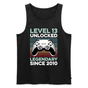 Niveau 13 ans Anniversaire Année 2010 Gamer Boy - Débardeur bio Premium Homme - noir - Devant - AI Model Male 178 light (178cm)