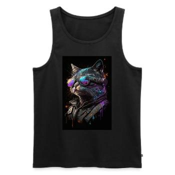 Cool Biker Cat - Men's Premium Organic Tank Top - black - Front - AI Model Male 178 light (178cm)