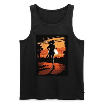 Runner Girl in the Sunset - Men's Premium Organic Tank Top - black - Front - Michal (187cm)