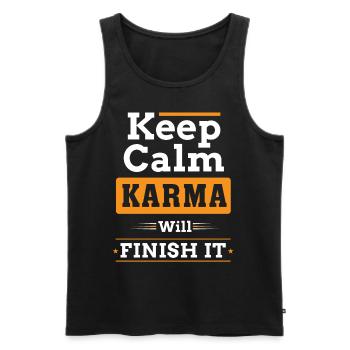 Keep Calm KARMA veut FINIR - Débardeur bio Premium Homme - noir - Devant - AI Model Male 178 light (178cm)
