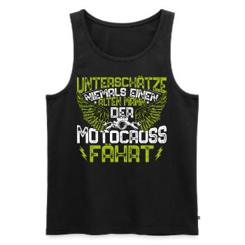 Unterschätze niemals einen alten Mann der Motoc... - Männer Premium Bio Tank Top - Schwarz - Vorne - Michal (187cm)