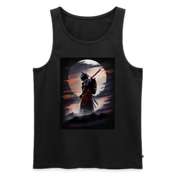 Japanischer Samurai-Krieger bei Nacht - Männer Premium Bio Tank Top - Schwarz - Vorne - AI Model Male 178 light (178cm)
