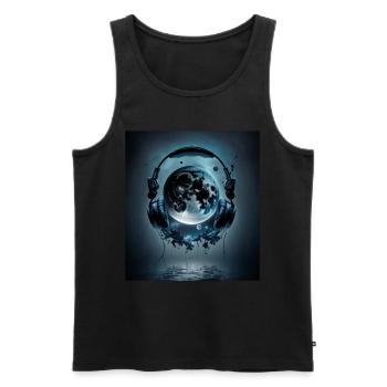 Moon Wearing Headphones - Men's Premium Organic Tank Top - black - Front - Michal (187cm)
