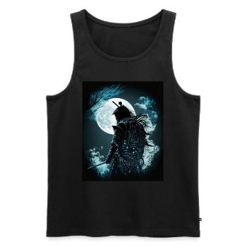 Samouraï japonais au clair de lune - Débardeur bio Premium Homme - noir - Devant - AI Model Male 178 light (178cm)