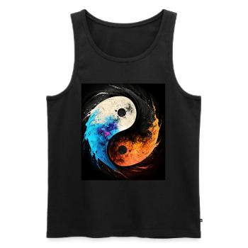 Symbole abstrait Yin et Yang - Débardeur bio Premium Homme - noir - Devant - Michal (187cm)