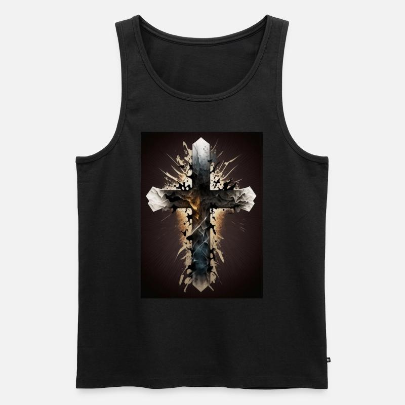 Abstraktes Kruzifix - Männer Premium Bio Tank Top - Schwarz