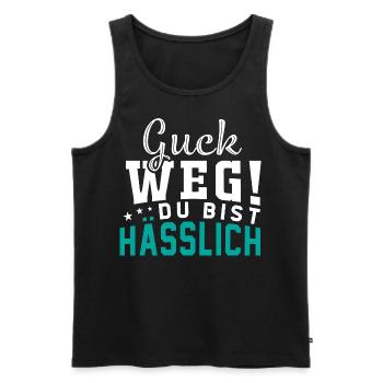 Guck weg - Du bist hässlich - Männer Premium Bio Tank Top - Schwarz - Vorne - AI Model Male 178 light (178cm)