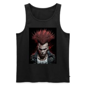 Cooler Punk mit roten Haaren - Männer Premium Bio Tank Top - Schwarz - Vorne - AI Model Male 178 light (178cm)